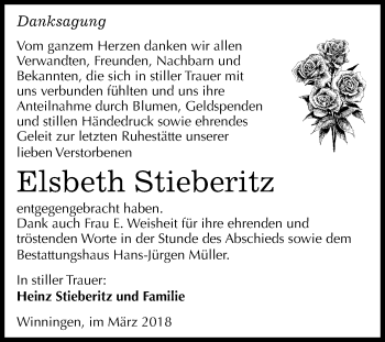 Traueranzeige von Elsbeth Stieberitz von Mitteldeutsche Zeitung Aschersleben