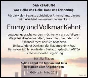 Traueranzeige von Emmy und Volkmar  Kahnt von Super Sonntag Zeitz