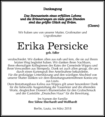 Traueranzeige von Erika Persicke von Mitteldeutsche Zeitung