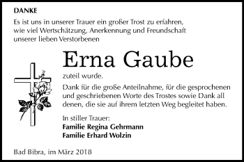 Traueranzeige von Erna Gaube von Mitteldeutsche Zeitung