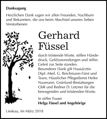 Traueranzeige von Gerhard Füssel von Mitteldeutsche Zeitung Halle/Saalkreis
