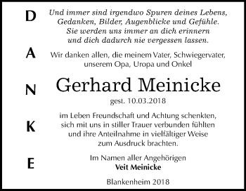 Traueranzeige von Gerhard Meinicke von Mitteldeutsche Zeitung