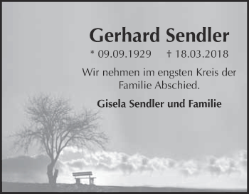 Traueranzeige von Gerhard Sendler von Super Sonntag Quedlinburg