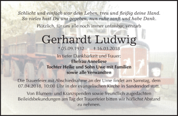 Traueranzeige von Gerhardt Ludwig von Mitteldeutsche Zeitung Bitterfeld