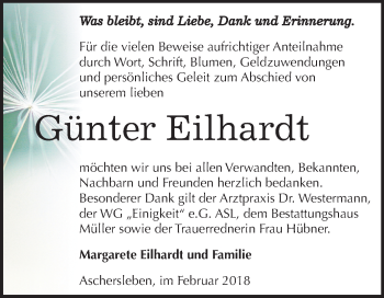 Traueranzeige von Günter Eilhardt von Mitteldeutsche Zeitung Aschersleben