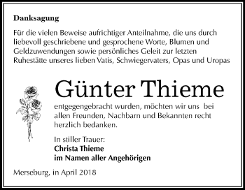 Traueranzeige von Günter Thieme von Mitteldeutsche Zeitung Merseburg/Querfurt
