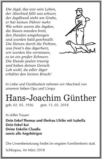 Traueranzeige von Hans-Joachim Günther von Mitteldeutsche Zeitung