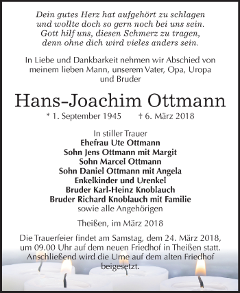 Traueranzeige von Hans-Joachim Ottmann von Mitteldeutsche Zeitung