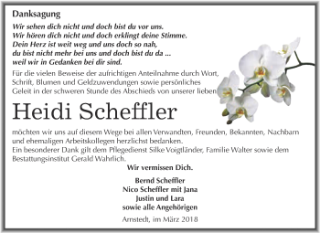 Traueranzeige von Heidi Scheffler von Super Sonntag SGH Mansf. Land