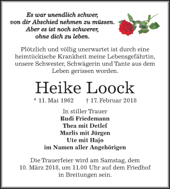 Traueranzeige von Heike Loock von Mitteldeutsche Zeitung Sangerhausen