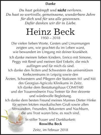 Traueranzeige von Heinz Beck von Mitteldeutsche Zeitung