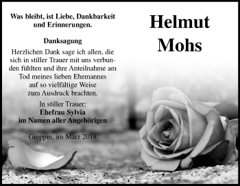 Traueranzeige von Helmut Mohs von Mitteldeutsche Zeitung Bitterfeld