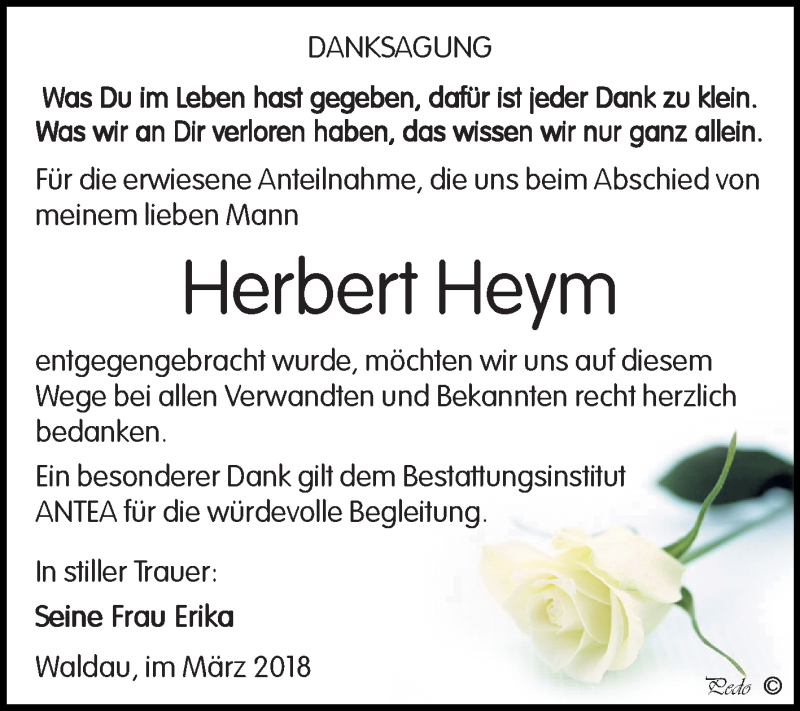  Traueranzeige für Herbert Heym vom 10.03.2018 aus Mitteldeutsche Zeitung Zeitz