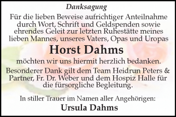Traueranzeige von Horst Dahms von Mitteldeutsche Zeitung Halle/Saalkreis