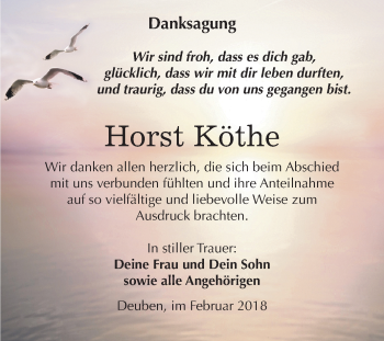 Traueranzeige von Horst Köthe von Mitteldeutsche Zeitung Weißenfels