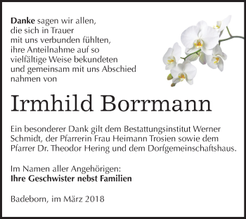 Traueranzeige von Irmhild Borrmann von Mitteldeutsche Zeitung