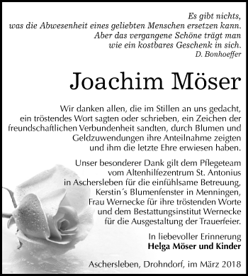Traueranzeige von Joachim Möser von Mitteldeutsche Zeitung Aschersleben