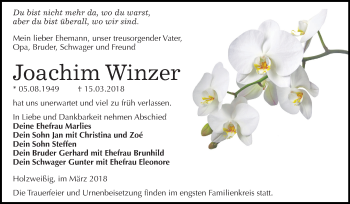 Traueranzeige von Joachim Winzer von Mitteldeutsche Zeitung Bitterfeld