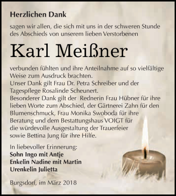 Traueranzeige von Karl Meißner von Super Sonntag SGH Mansf. Land