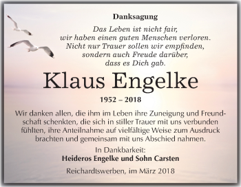 Traueranzeige von Klaus Engelke von WVG - Wochenspiegel Merseburg
