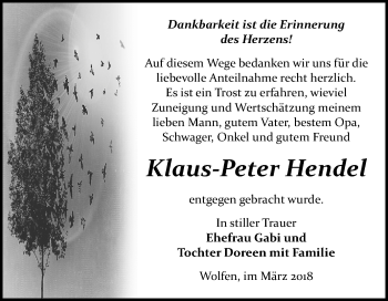 Traueranzeige von Klaus-Peter Hendel von Mitteldeutsche Zeitung Bitterfeld