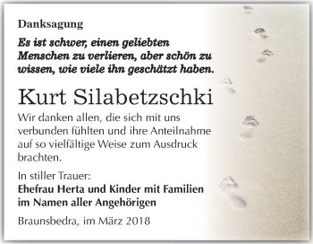 Traueranzeige von Kurt Silabetzschki von Mitteldeutsche Zeitung Merseburg/Querfurt