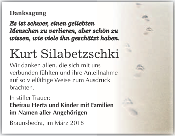 Traueranzeige von Kurt Silabetzschki von WVG - Wochenspiegel Merseburg