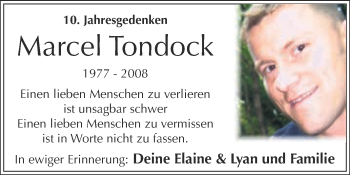 Traueranzeige von Marcel Tondock von Super Sonntag Zeitz