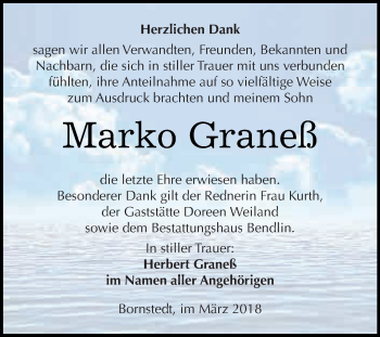 Traueranzeige von Marko Graneß von Super Sonntag SGH Mansf. Land