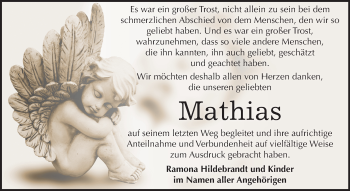 Traueranzeige von Mathias  von Mitteldeutsche Zeitung Bernburg