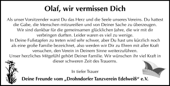 Traueranzeige von Olaf Seidensticker von Mitteldeutsche Zeitung Aschersleben