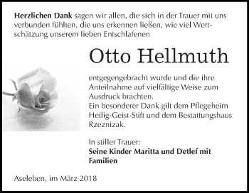 Traueranzeige von Otto Hellmuth von Super Sonntag SGH Mansf. Land