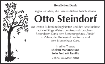 Traueranzeige von Otto Steindorf von Super Sonntag Wittenberg