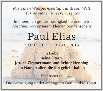 Traueranzeige von Paul Elias Zimmermann von Mitteldeutsche Zeitung