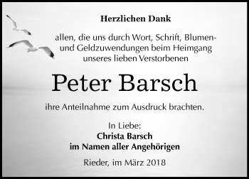Traueranzeige von Peter Barsch von Mitteldeutsche Zeitung