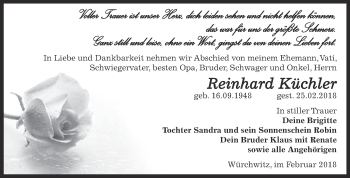 Traueranzeige von Reinhard Küchler von Super Sonntag Zeitz