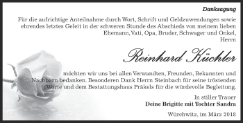 Traueranzeige von Reinhard Küchler von Super Sonntag Zeitz