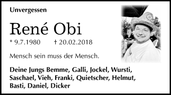 Traueranzeige von René Obi von Mitteldeutsche Zeitung Halle/Saalkreis