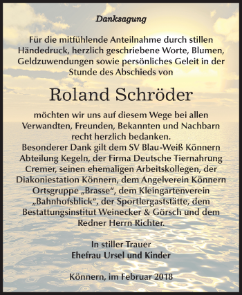 Traueranzeige von Roland Schröder von Mitteldeutsche Zeitung Bernburg