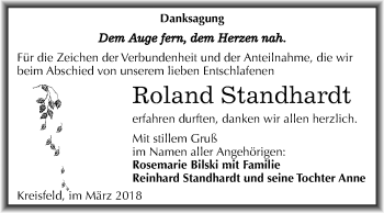 Traueranzeige von Roland Standhardt von Mitteldeutsche Zeitung