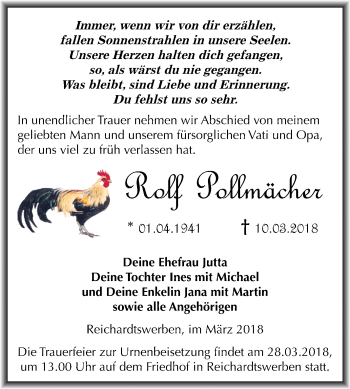 Traueranzeige von Rolf Pollmächer von Mitteldeutsche Zeitung Weißenfels