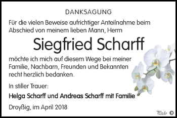 Traueranzeige von Siegfried Scharff von Mitteldeutsche Zeitung Zeitz