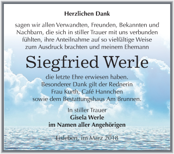 Traueranzeige von Siegfried Werle von Mitteldeutsche Zeitung