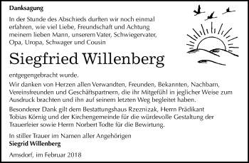 Traueranzeige von Siegfried Willenberg von Mitteldeutsche Zeitung