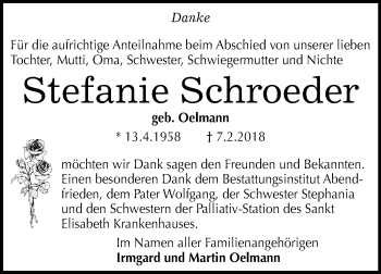 Traueranzeige von Stefanie Schroeder von Mitteldeutsche Zeitung Halle/Saalkreis