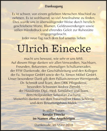Traueranzeige von Ulrich Einecke von Mitteldeutsche Zeitung
