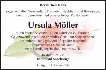 Traueranzeige von Ursula Möller von Mitteldeutsche Zeitung