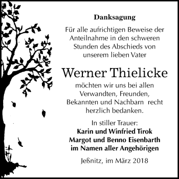 Traueranzeige von Werner Thielicke von Mitteldeutsche Zeitung Bitterfeld