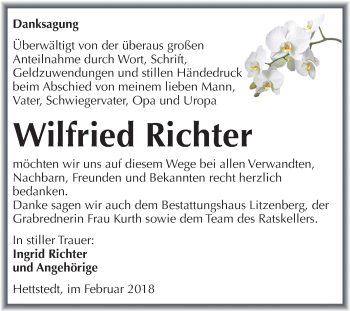 Traueranzeige von Wilfried Richter von Mitteldeutsche Zeitung