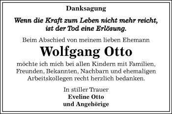 Traueranzeige von Wolfgang Otto von Mitteldeutsche Zeitung Bernburg